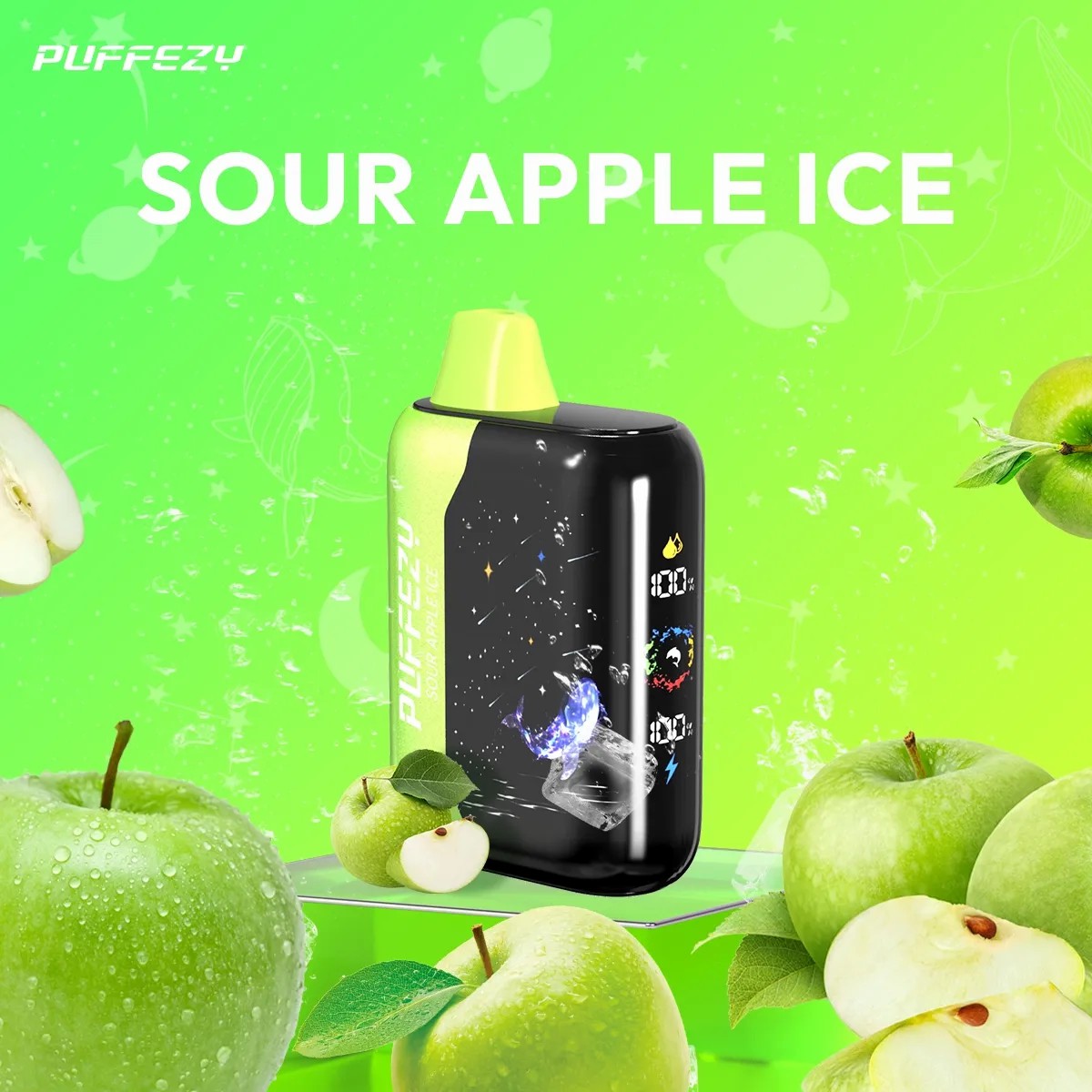 Pickled apples with ice